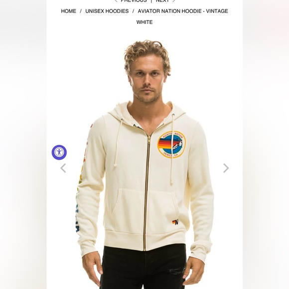Aviator Nation zip up hoodie. Vintage white XL - Picture 1 of 5